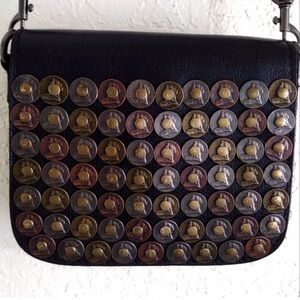 Patricia Nash Rivoli Black Studded Coin Flap Crossbody Bag